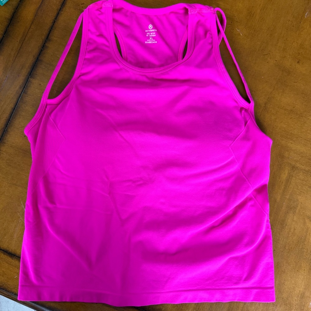 Attraco Hot Pink Cropped Workout Top Gym Tank Top New Size XL - Picture 6 of 6
